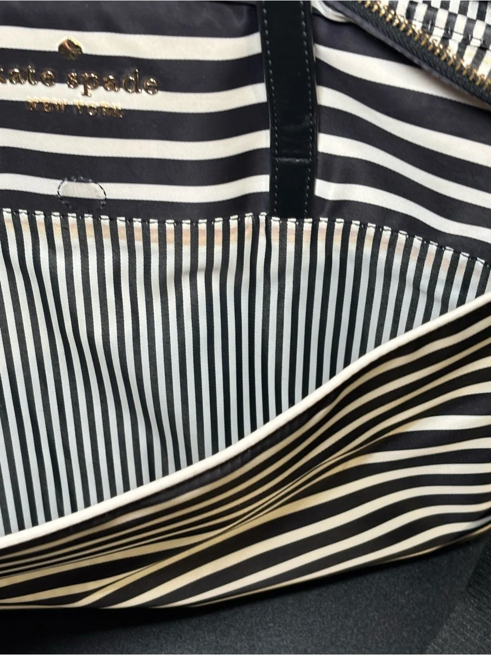 kate spade Black & White Striped womans Briefcase/laptop carrier